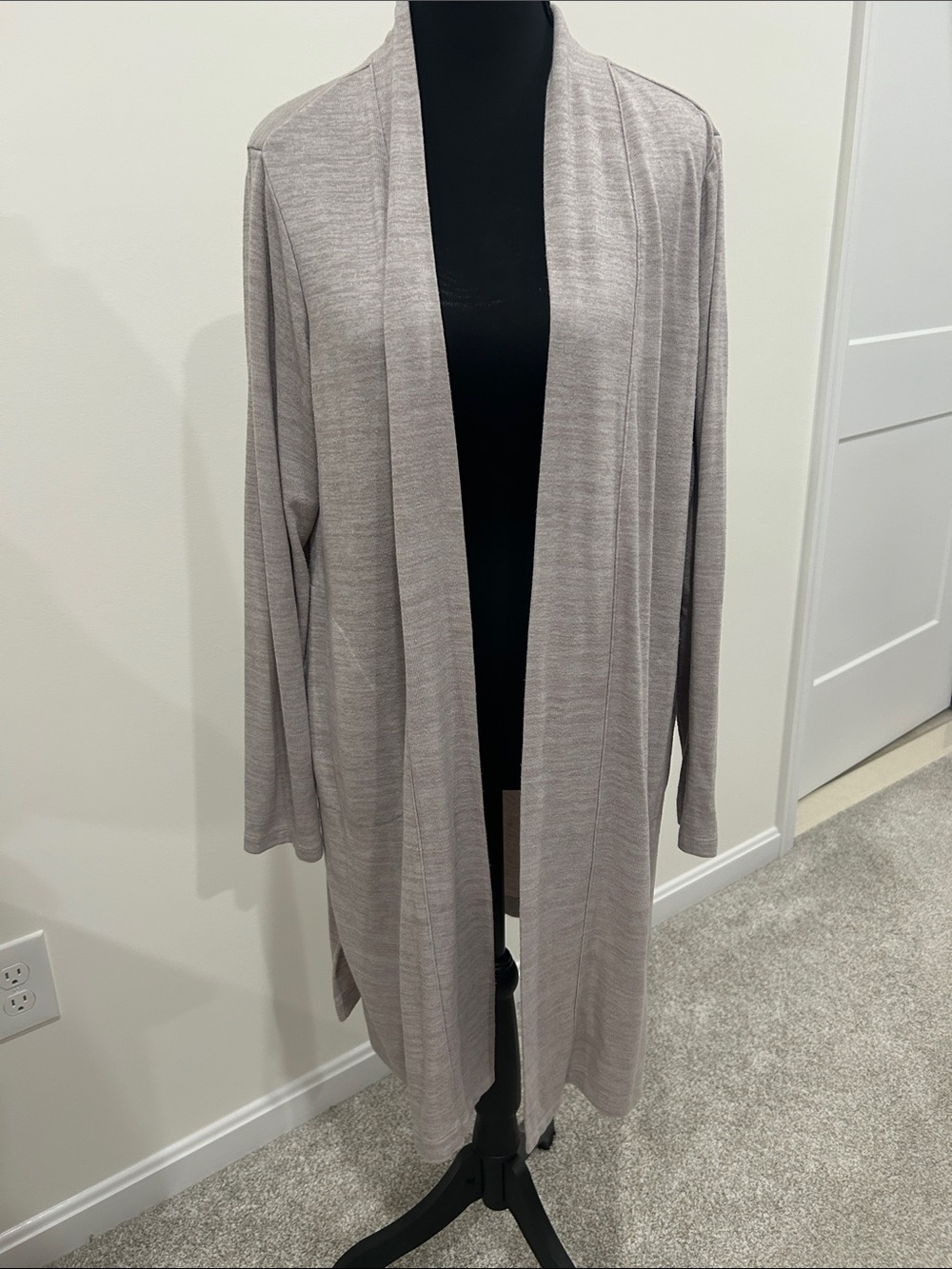 Light Taupe Open-Front Women's Cardigan Sweater